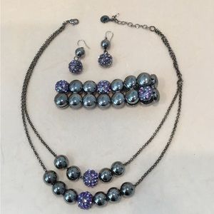 Statement Necklace, Earring, and Bracelet Set